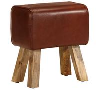 Banc Saut de Cheval 160 cm Marron Cuir Véritable et Bois Acacia Salon vidaXL