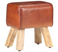 Banc saut de cheval 38 cm marron cuir véritable et manguier