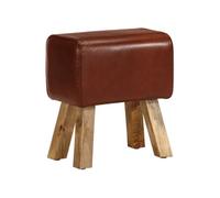 Banc saut de cheval 38 cm marron cuir véritable et manguier