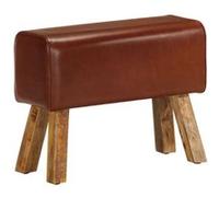 Banc saut de cheval 58 cm marron cuir véritable et manguier