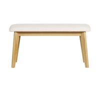 Banc scandinave en tissu effet laine bouclée blanc et bois clair L92 cm ELION