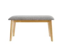 Banc scandinave en tissu gris clair et bois clair L92 cm ELION