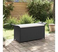 vidaXL Banc de jardin 363417 avec coussin – résine tressée Noir 116×46×57 cm