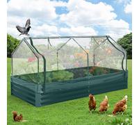 Banc surélevé robuste en métal galvanisé - Résistant aux intempéries et durable - Avec structure renforcée et filet anti-oiseaux - Pot polyvalent pour légumes, fleurs et herbes - Montage facile