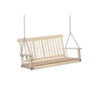 Outsunny Banc suspendu 2 places balançoire de jardin à suspendre, dossier et assise à lattes en bois, balancelle charge jusqu'à 200 kg, balançoire d'extérieur de porche, balcon, terrasse, bois naturel