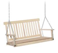 Banc suspendu 2 places en bois - dossier assise à lattes - max. 200Kg - chaînes réglables acier galvanisé Beige G