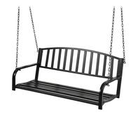 Banc Suspendu Relaxdays, 2 Places, Acier, Fonte, H x L x P : 197 x 133 x 58 cm, balancelle d'extérieur, Noir