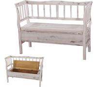 Banc T207, banc coffre banc de rangement, compartiment de rangement coussin bois 119cm ~ blanc, shabby