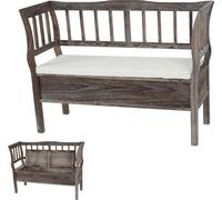 Banc T207, banc coffre banc de rangement, compartiment de rangement coussin bois 119cm ~ brun, shabby