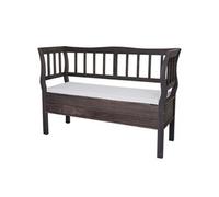 Banc T207, Banc coffre de rangement, compartiment de rangement coussin bois 119cm gris-brun, shabby