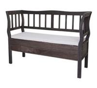 Banc T207, Banc Coffre De Rangement, Compartiment De Rangement Coussin Bois 119cm Gris-Brun, Shabby Multicolore