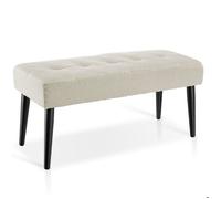 Banc - TECTAKE - Banc GLORA, confortable en mousse haute densité, tissu bouclé, motif matelassé, pieds acier, 95 x 38 x 45 cm - Gris