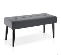 banc - TECTAKE - Banc Glora, rembourré velours, motif matelassé, confort mousse haute densité, 95 x 38 x 45 cm - bleu