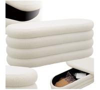 TecTake® Banc de Rangement Bout de lit Coffre Bouclette 110x45x42cm Banc Entree Pouf Chambre Dressing Chambre Adulte Repose Pied Tabouret Coiffeuse Meuble Salon Coffre a Jouet Meuble Rangement Enfant