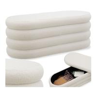 TecTake® Banc de Rangement Bout de lit Coffre Bouclette 110x45x42cm Banc Entree Pouf Chambre Dressing Chambre Adulte Repose Pied Tabouret Coiffeuse Meuble Salon Coffre a Jouet Meuble Rangement Enfant