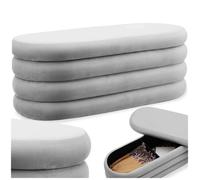 Banc - TECTAKE - Banc rembourré ALTU avec 2 espaces de rangement à l'aspect bouclé 110 x 45 x 42 cm - Gris