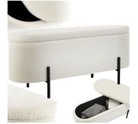 Banc - TECTAKE - Banc rembourré LANJA avec espace de rangement à l'aspect bouclé 97 x 36 x 42 cm - Beige