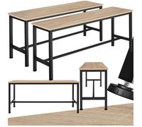 Banc - TECTAKE - Ensemble de 2 bancs FAIRFIELD en bois et acier au style industriel, 108 x 32,5 x 50 cm - Bois clair
