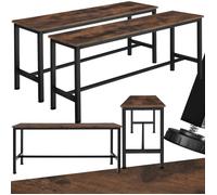 Banc - TECTAKE - Ensemble de 2 bancs FAIRFIELD en bois et acier au style industriel, 108 x 32,5 x 50 cm - Bois foncé