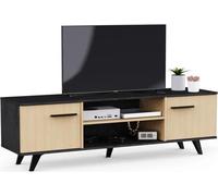 Banc TV - KENT - Chene de fil / Sidewalk - 2 portes ouvrantes - 2 niches - 151,4 x 39,3 x 46,2 cm - DEMEYERE