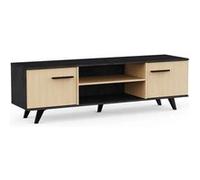Banc TV - KENT - Chene de fil / Sidewalk - 2 portes ouvrantes - 2 niches - 151,4 x 39,3 x 46,2 cm - DEMEYERE chêne G