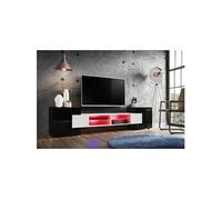 Banc TV Komodee MERANO - LED RGB - Blanc et Noir - 230 x 53 cm - Brillant