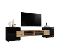 Banc TV Merano Komodee - sans LED - Noir Wotan Noir - 230 x 53 x 35 cm