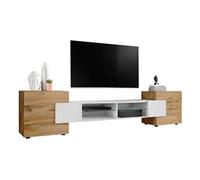 Banc TV Komodee MERANO - sans LED - Panneaux de particules - Beige - 230 x 53 cm