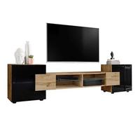 Banc TV Komodee MERANO - sans LED - Panneaux de particules - Noir - 230 x 53 cm
