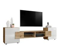 Banc TV Komodee MERANO - sans LED - Wotan et Blanc - 230 x 53 cm