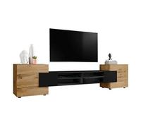 Banc TV Komodee MERANO - sans LED - Wotan Noir Wotan - 230 x 53 cm