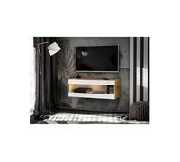 Banc TV Komodee TIVOLI RTV2 Espace ouvert - Bois Naturel Blanc 35 x 100 x 36 cm