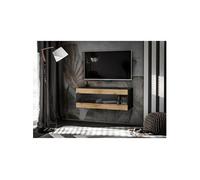 Banc TV Komodee TIVOLI RTV2 Espace ouvert - Noir Bois Naturel 35 x 100 x 36 cm