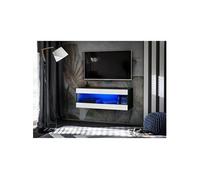 Banc TV Komodee TIVOLI RTV2 - LED Bleues - Espace ouvert Noir Blanc 35 x 100 x 36 cm