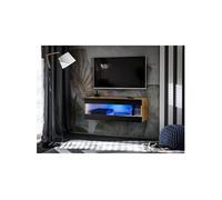 Banc TV Komodee TIVOLI RTV2 - LED Bleues - Espace ouvert Wotan Noir 35 x 100 x 36 cm