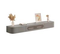 Banc TV Meuble TV Flottant en Bois avec Porte vitrée, Centre de Divertissement Mural Moderne avec 2 tiroirs, entièrement assemblé, 63"/70,8''/78,7'' Espace Rangement(Grigio,200x20x24cm)