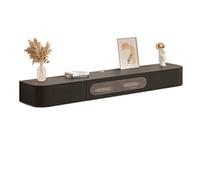 Banc TV Meuble TV Flottant en Bois avec Porte vitrée, Centre de Divertissement Mural Moderne avec 2 tiroirs, entièrement assemblé, 63"/70,8''/78,7'' Espace Rangement(Noir,180x20x24cm)