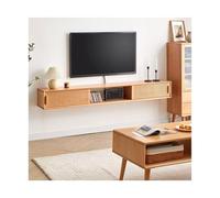 Banc TV Meuble TV flottant en bois, centre de divertissement flottant 59''/71'', console multimédia flottante moderne, console TV murale, console TV flottante sous étagère TV Espace Rangement(Nature,1