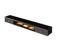 Banc TV Meuble TV suspendu mural, meuble TV flottant moderne avec lumières LED, centre de divertissement flottant avec porte en verre et rangement for sous les téléviseurs Espace Rangement(Noir,200x25