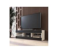 Banc TV Tivoli RTV Komodee - sans LED - Noir et Blanc - Facades en Mat - 140 x 41 x 35 cm