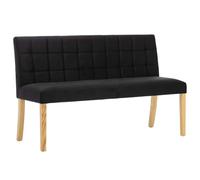 Banc Velours Noir 140 cm avec Dossier Linéaire en Bois d'Hévéa | Assise rembourrée, revêtement velouté, pieds stables en hévéa, usage polyvalent, montage facile