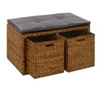 Banc - vidaXL - 71 x 40 x 42 cm - Jacinthe d'eau - Cuir artificiel - Marron et noir