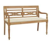 Banc Batavia avec Coussin Gris Siège Jardin Terrasse Bois de Teck Massif vidaXL