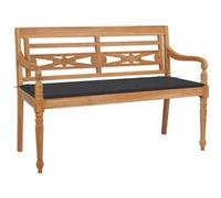 Banc - - Batavia - Bois de teck massif - 120 cm - Coussin anthracite - 3 personnes