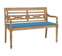 Banc Batavia avec Coussin Gris Siège Jardin Terrasse Bois de Teck Massif vidaXL