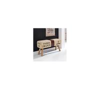 Banc vintage 91x30x51 cm en toile et cuir
