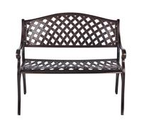 Banc Vintage en Métal 2 Places Extérieur Jardin Terrasse Avec Accoudoirs Marron