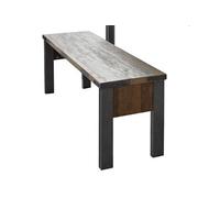Banc vintage vieux bois usé et métal gris avec rivets 140 cm