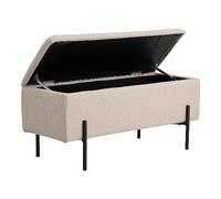 Banc avec coffre de rangement 95x36,5x46 cm en tissu bouclette beige