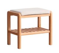 Banco Zapatero Resistente de 2 Niveles con cojín nizador de Zapatos de Madera para Entrada Pasillo Dormitorio y Sala de Estar. Estante de Almacenamiento Resistente Que soporta 150 kg.